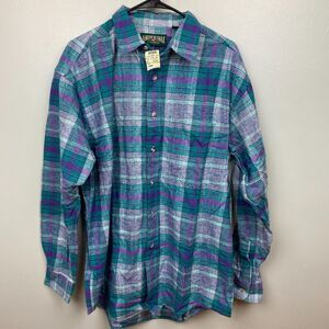 American Eagle Outfitters Shirt Mens L Green Long‎ Sleeve Flannel Madras NWT VTG